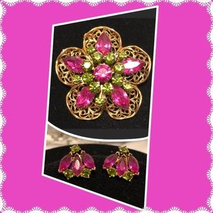 Vintage Brooch and Clip On Earrings FIRM